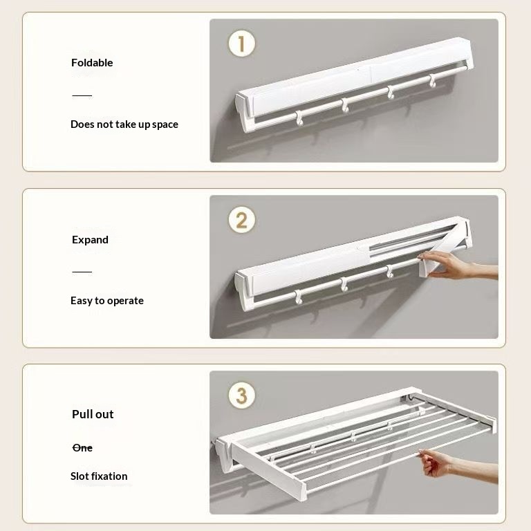 Wall-Mounted Folding Clothes Drying Rack | Space-Saving Design thumbnail 16