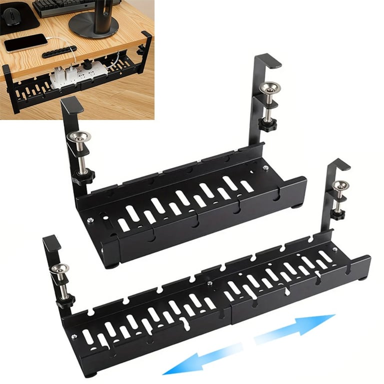 Tidy Cord Line Basket Rack Under Desk Cable Management Tray Hide Wire Organizer - image 1