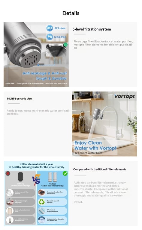 Stainless Steel Faucet Filter with Activated Carbon | Kitchen Water thumbnail 10