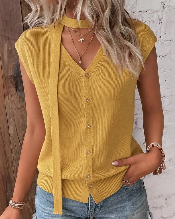 V-Neck Ribbed Ice-Silk Knit Cardigan for Women | Lightweight Breathable thumbnail 15