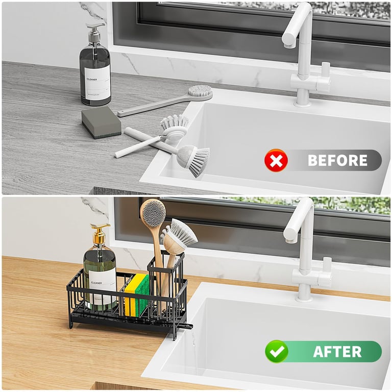 Kitchen Sink Rack Sponge Holder Soap Dish Drain Storage Organizer Brush Holder thumbnail 9