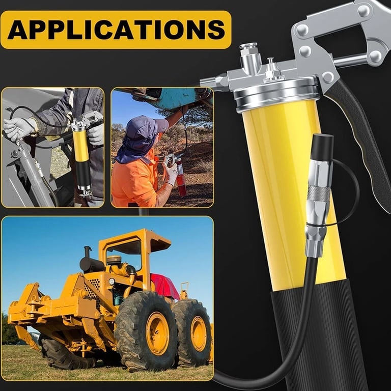 Professional One-Hand Grease Gun 8000 PSI | 8-Piece Kit with Hoses thumbnail 6