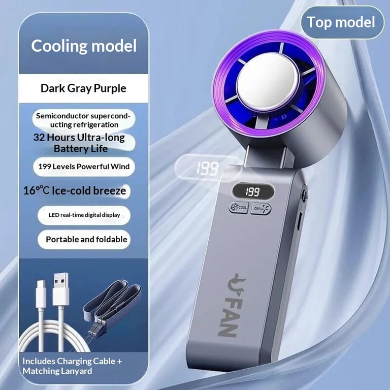 Portable Refrigeration Fan 30-Hour Battery | Neck & Desktop thumbnail 3
