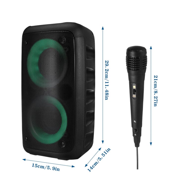 Portable Bluetooth Speaker Sub Woofer Heavy Bass Sound System Party & Mic thumbnail 5