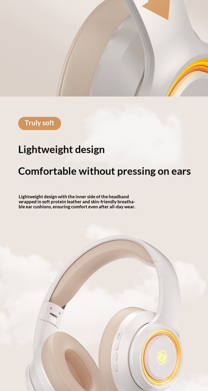 Fashionable On-Ear Bluetooth Wireless Headphones with RGB Lighting thumbnail 14