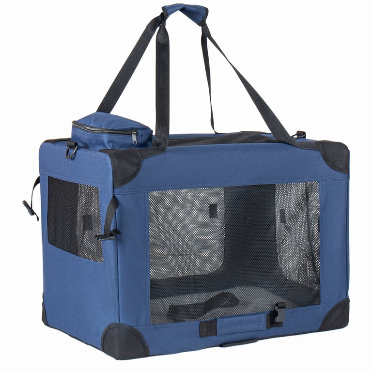 40   Soft Dog Crates Kennel, 3-Door Portable Folding Pet Carrier With Mesh Windows, Straps And Fleece Mat For Dogs, Cats, Rabbits, Meeting The Needs For Indoor, Outdoor, And Travel Use, Dark Blue thumbnail 7