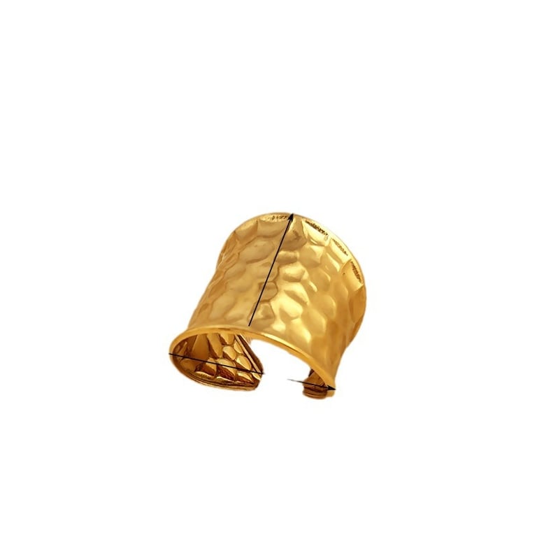 Gold Water-Wave Wide Band Ring | Adjustable Instagram-Style Metal Cuff