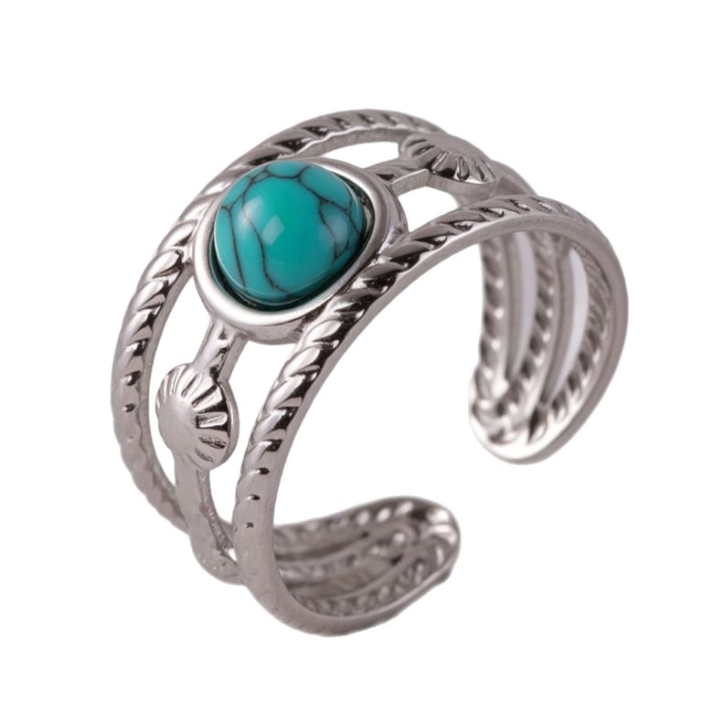 Wide-Band Imperial Vintage Turquoise Ring | Adjustable Openwork