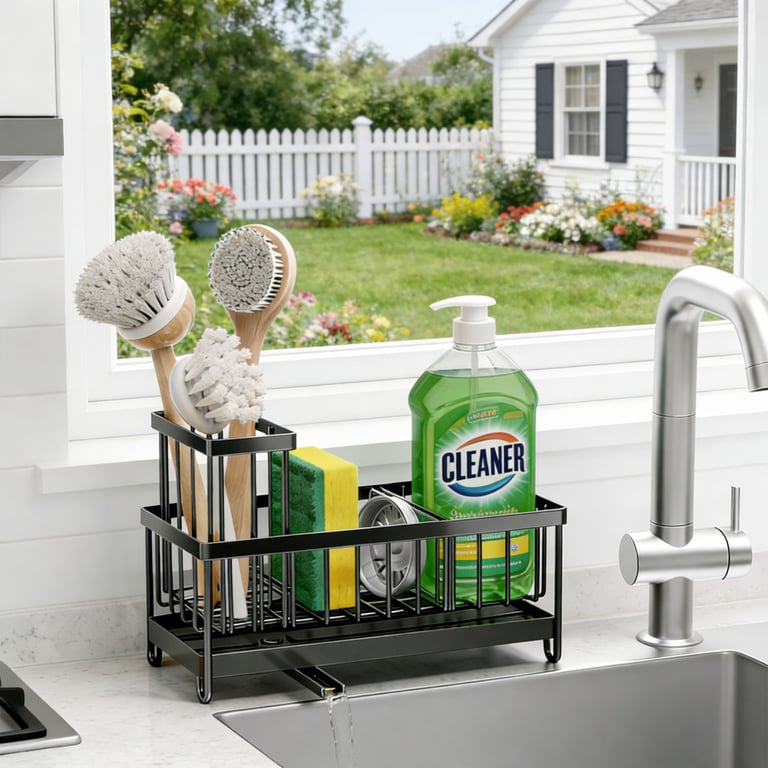 Kitchen Sink Rack Sponge Holder Soap Dish Drain Storage Organizer Brush Holder thumbnail 6