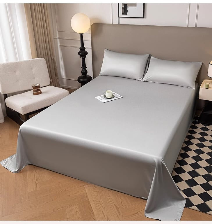 Summer Cooling Ice Silk Bed Sheet Set | Home & Kitchen Luxury Bedding thumbnail 6