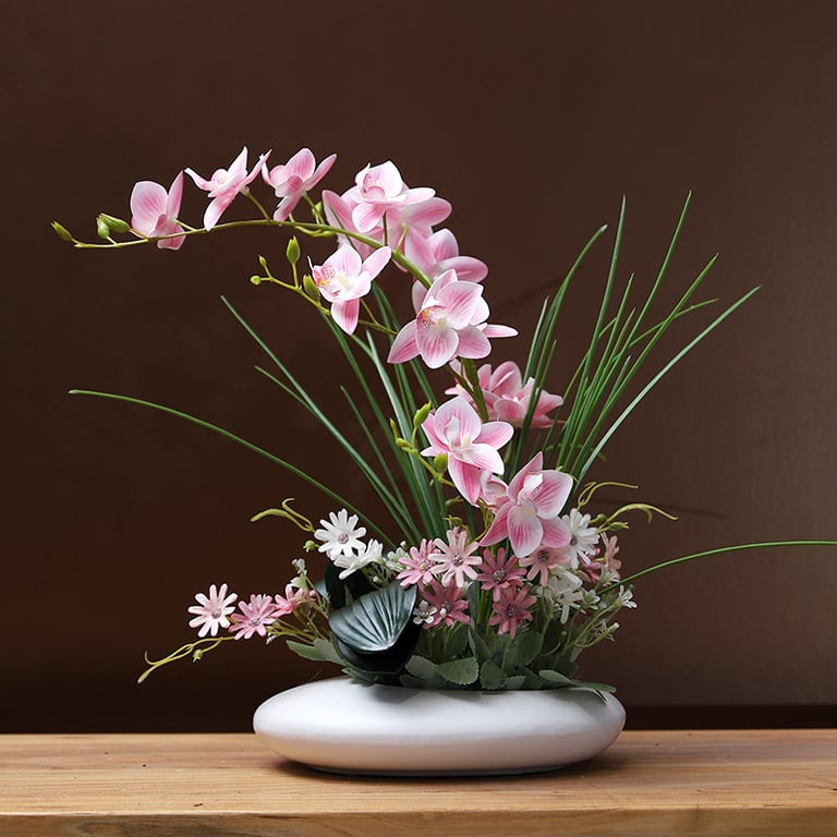 Silicone-Feel Dove Orchid Artificial Flower Arrangement | Modern Minimalist Home Decor thumbnail 15