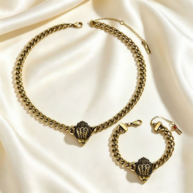 Vintage Antique Eagle Head Necklace Bracelet Set | Women's Home & Kitchen Jewelry thumbnail 1