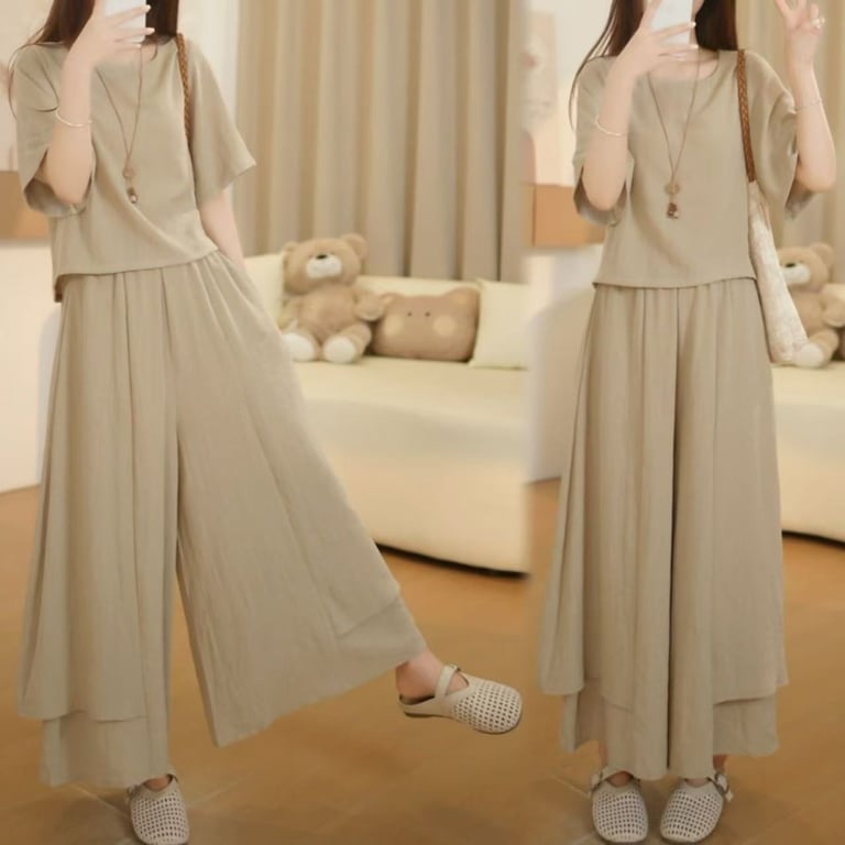 Elegant Two-Piece Women's Set: Crop Top & Wide-Leg Skirt-Trousers thumbnail 9