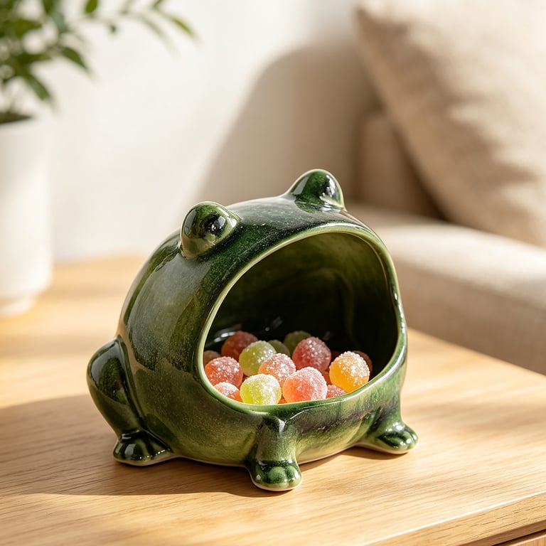 Kitchen Home Table Decorative Ornaments Seasoning Jar | Green Ceramic Frog thumbnail 6