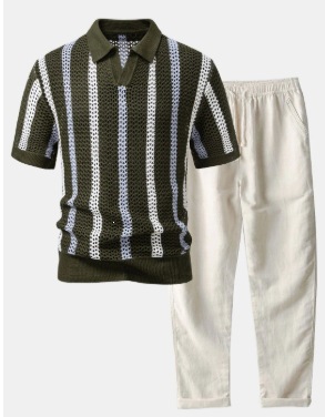 Casual Loose-fit Beach Set | Four-way Stretch Short-sleeve Shirt & Shorts thumbnail 11