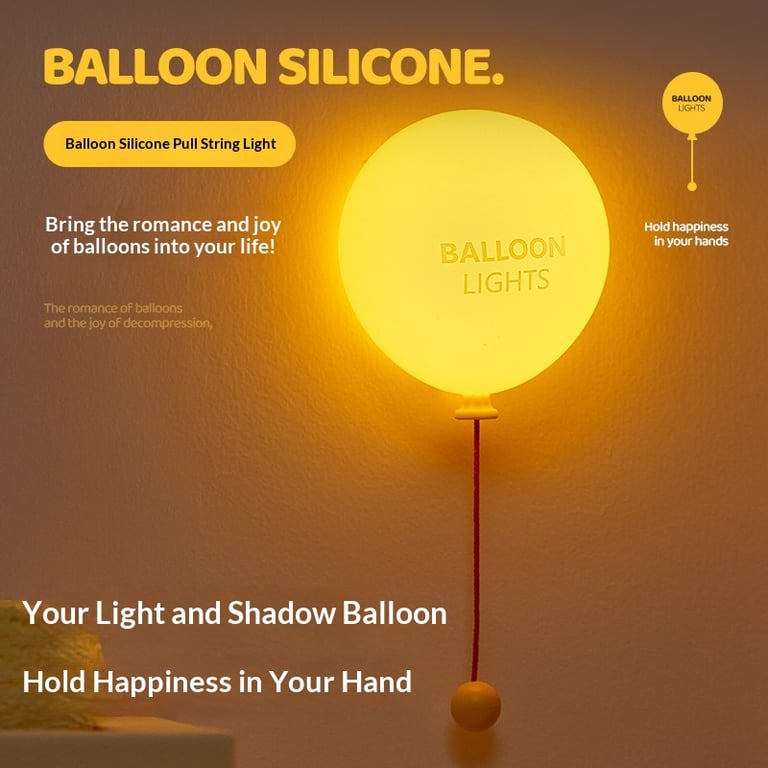 Silicone LED Night Light Balloon | Warm Glow Pull-String Kids Light - image 1