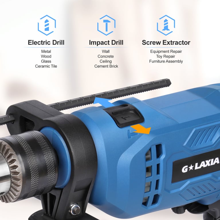 G LAXIA 550W Hammer Drill | 2-in-1 Electric Drill with 105 Accessories thumbnail 9