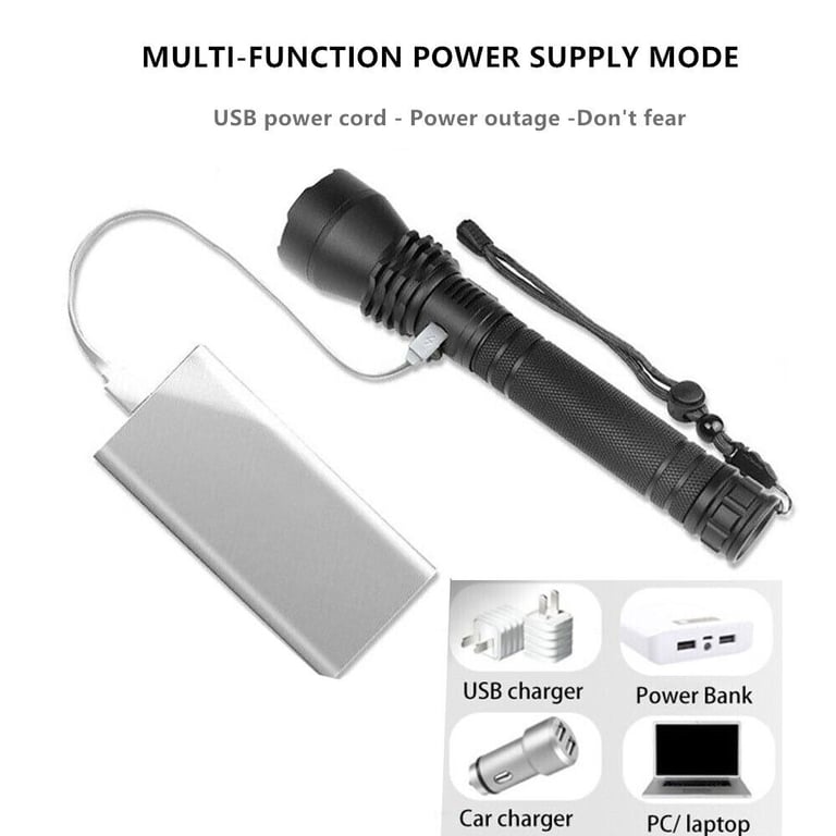 9900000LM LED Flashlight Rechargeable Zoom Torch | Super Bright thumbnail 3