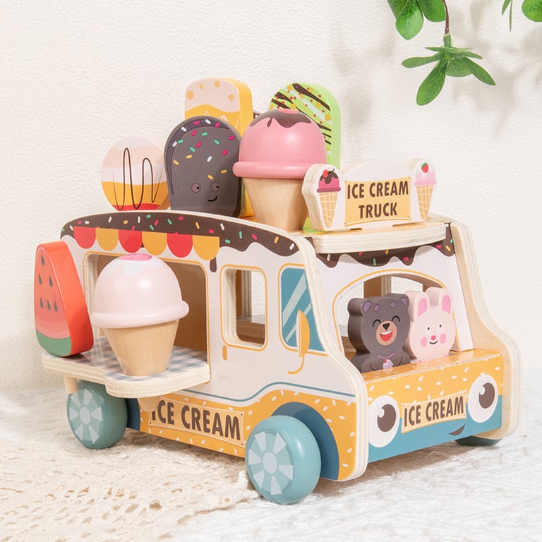 Wooden Ice Cream Model Playset Toy | Role-Play Store & Truck thumbnail 3