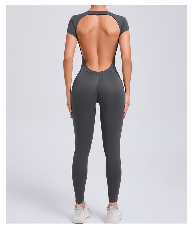 Women's Fashion Solid Color Quick-Drying Yoga Bodysuit | Open Back thumbnail 16