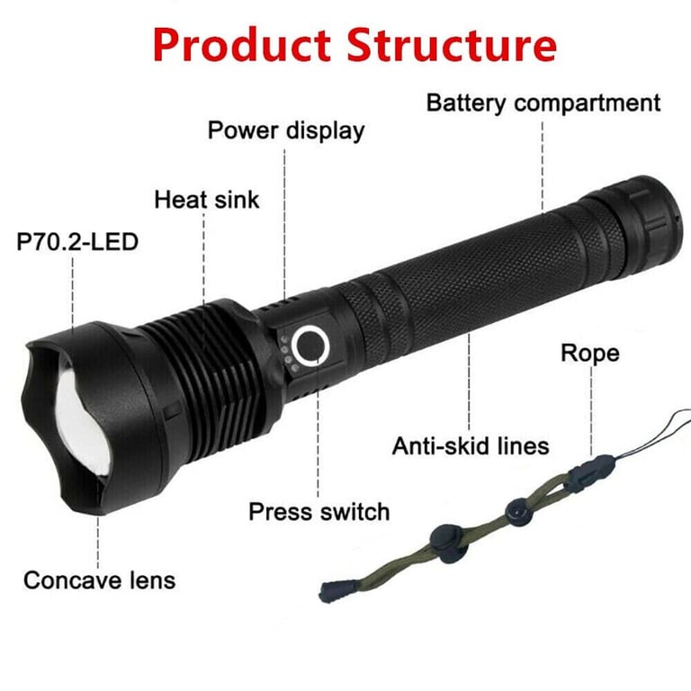 9900000LM LED Flashlight Rechargeable Zoom Torch | Super Bright thumbnail 19