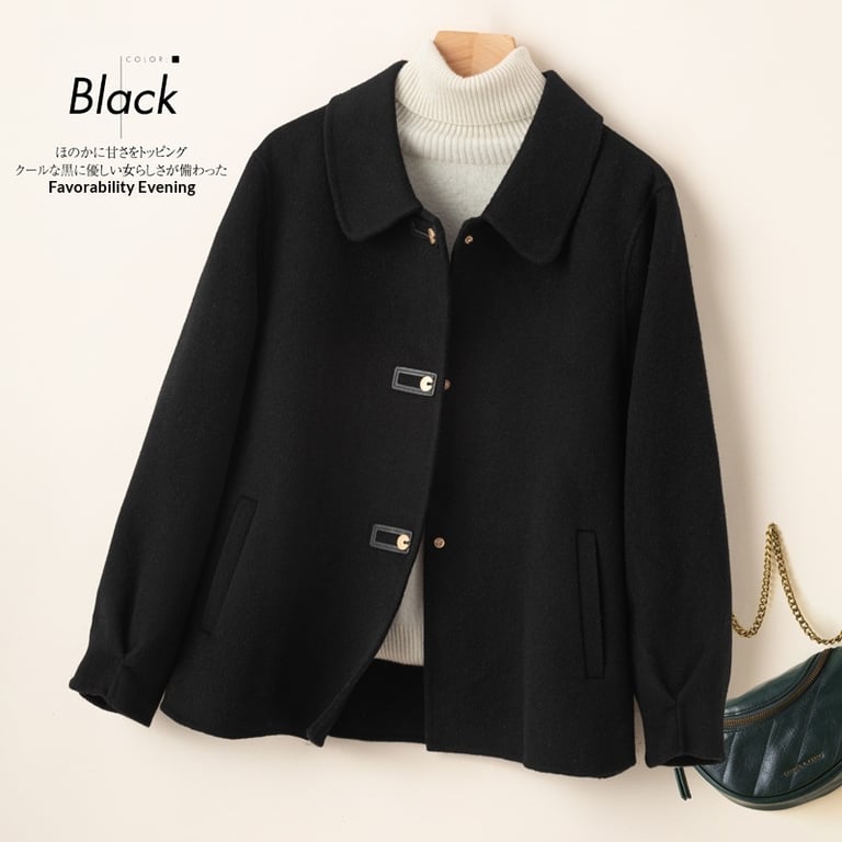 Short Doll-Collar Double-Faced Wool Coat for Women | Canadian thumbnail 4