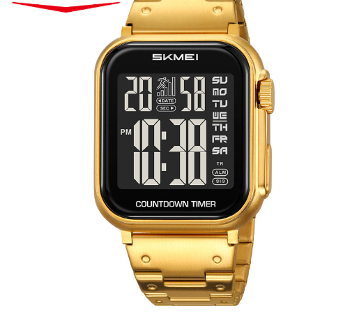 Men's Steel-Band Digital Watch with Dual Time, Alarm & Waterproof Sports Design thumbnail 5