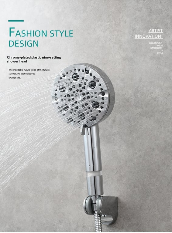 9-Setting Handheld Shower Head with Filtration | Chrome & Matte Black thumbnail 18