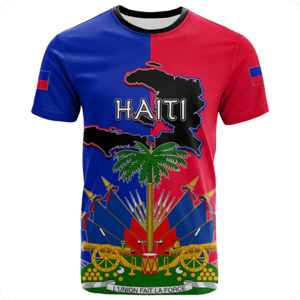 3D Sea Map Pattern T-Shirt For Men And Women | Haiti Flag Tee thumbnail 8