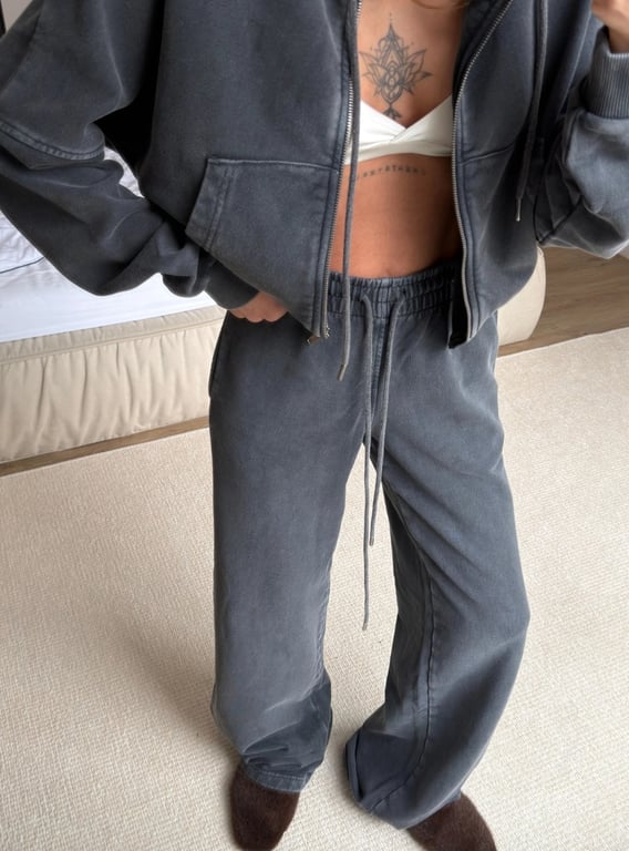 Women's Washed Hoodie Two-Piece Set | Cropped Hoodie & Wide-Leg Pants thumbnail 20