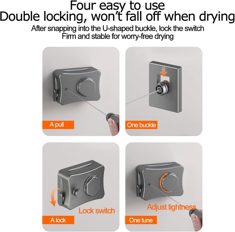 Retractable Clothesline Wall Mounted | Heavy Duty Stainless Steel 510cm thumbnail 10
