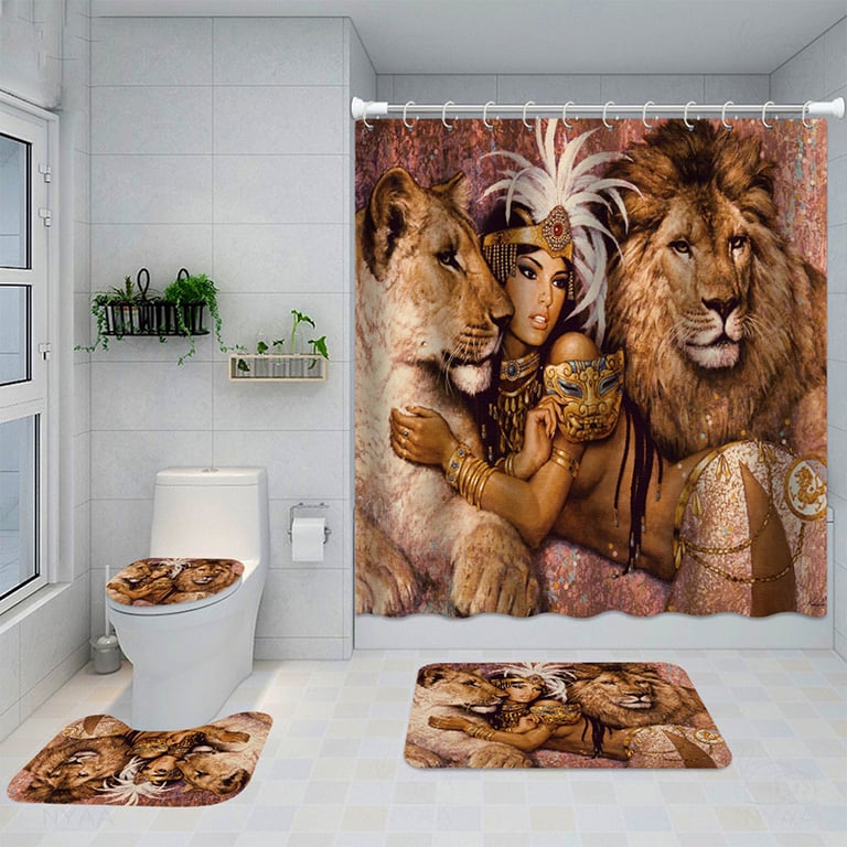 Artistic Shower Curtain 4-Piece Set with Bath Mats | Captain Fam thumbnail 3