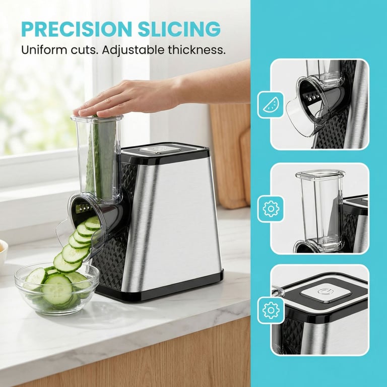 Electric Vegetable Slicer & Flour Mill | Multi-Hole Food Processor thumbnail 14