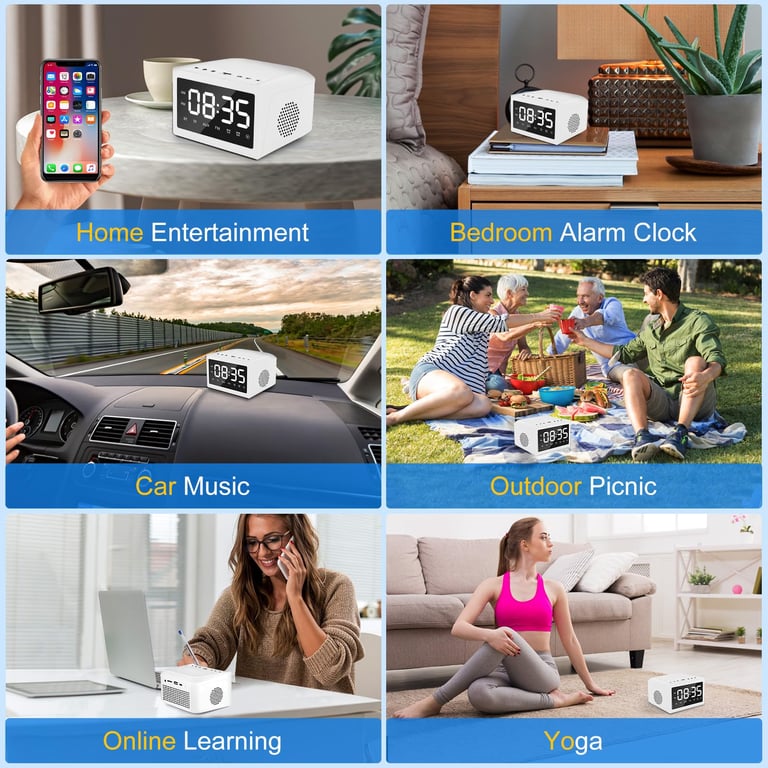 Digital Alarm Clock Radio with Bluetooth Speaker | USB Charging thumbnail 14