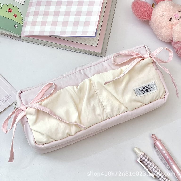 Cloud-Shaped Puff Pastry Bowknot Desk Organizer | Soft Pencil Case thumbnail 2