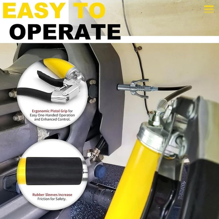 Professional One-Hand Grease Gun 8000 PSI | 8-Piece Kit with Hoses thumbnail 8