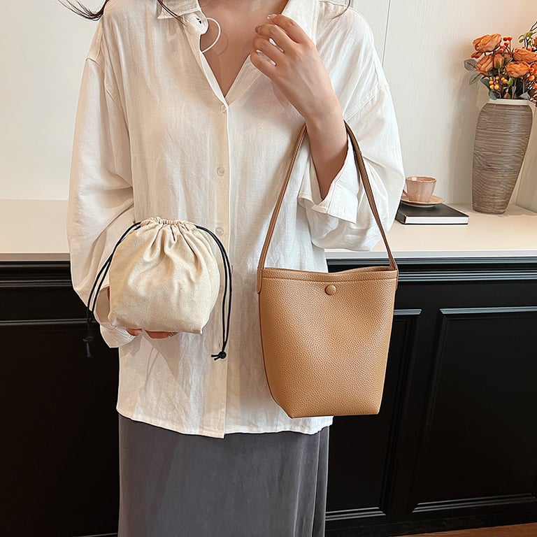 Large-Capacity Pebbled Leather Tote Bucket Bag for Women | Spring thumbnail 15
