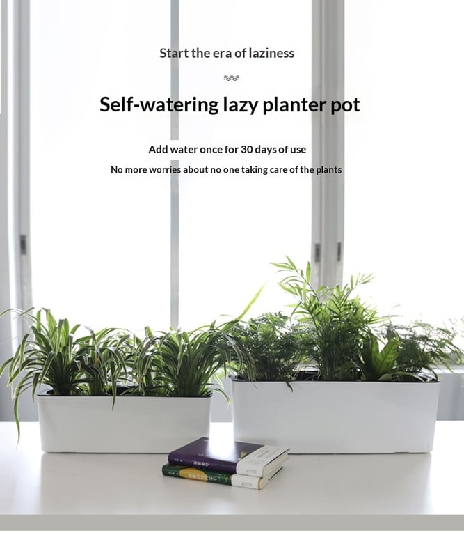 Rectangular Plastic Self-Watering Lazy Flower Pot for Balcony Vegetables thumbnail 17