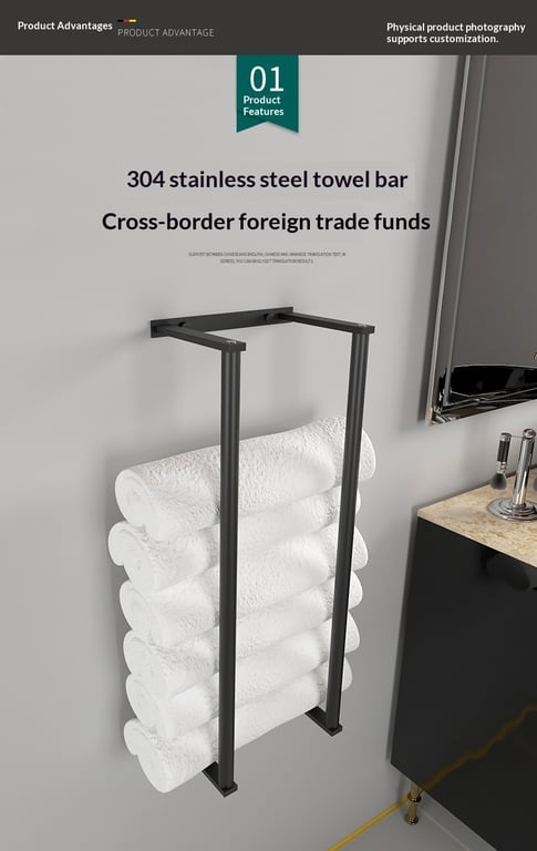 Wall-Mounted Minimalist Towel Storage Rack | Home & Kitchen thumbnail 3