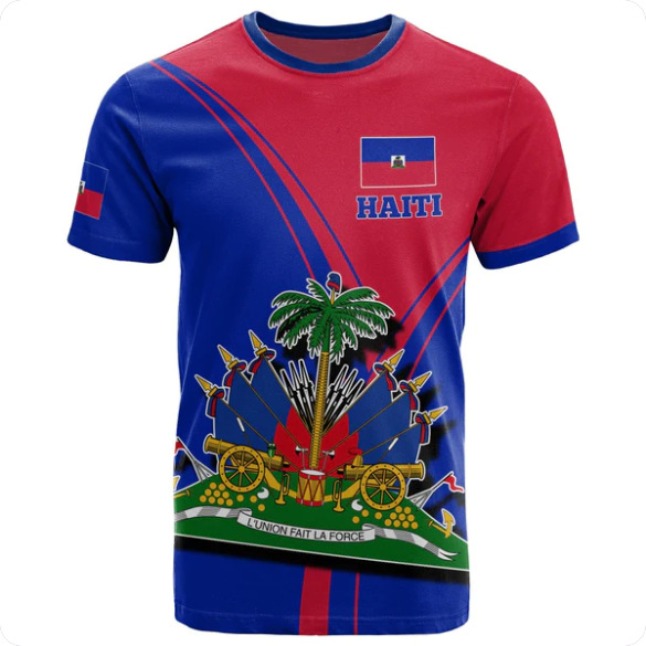 3D Sea Map Pattern T-Shirt For Men And Women | Haiti Flag Tee thumbnail 11