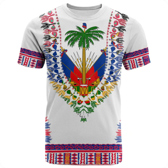 3D Sea Map Pattern T-Shirt For Men And Women | Haiti Flag Tee thumbnail 2