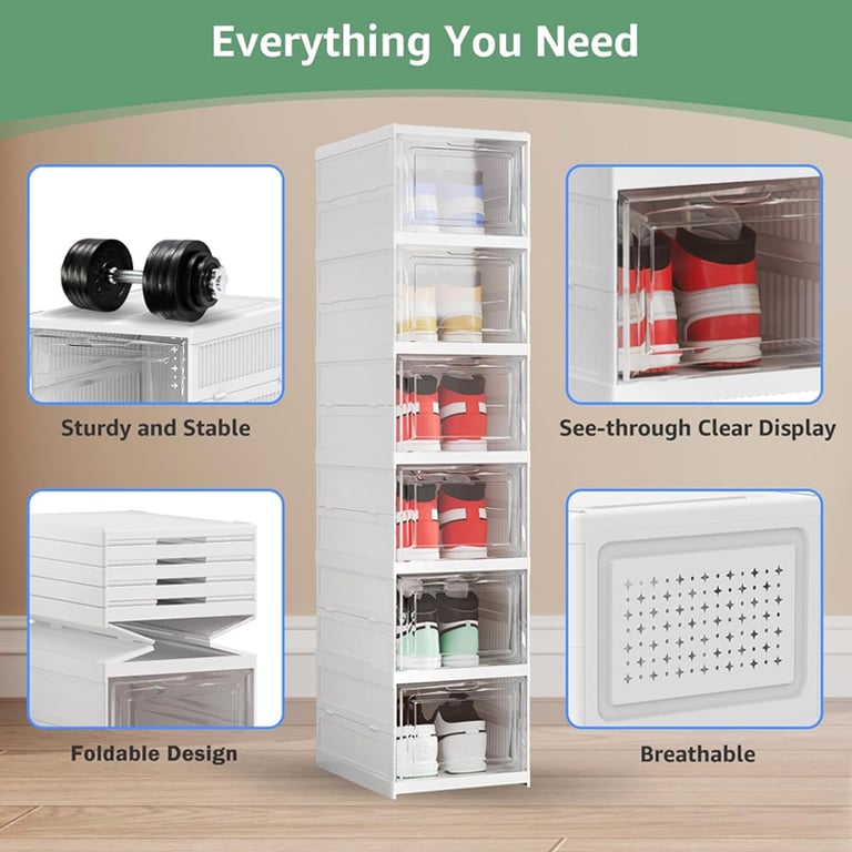 Foldable Shoe Storage Organizer 6-Layer Stackable Sneaker Boxes thumbnail 5