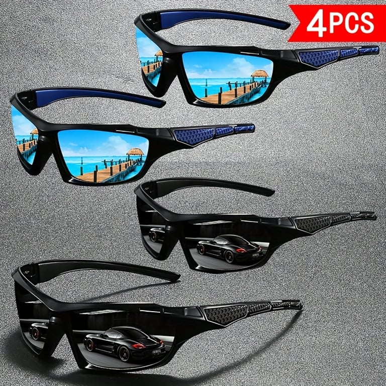 4 PCS Polarized Sports Sunglasses | Windproof UV Protection for Cycling & Fishing thumbnail 4