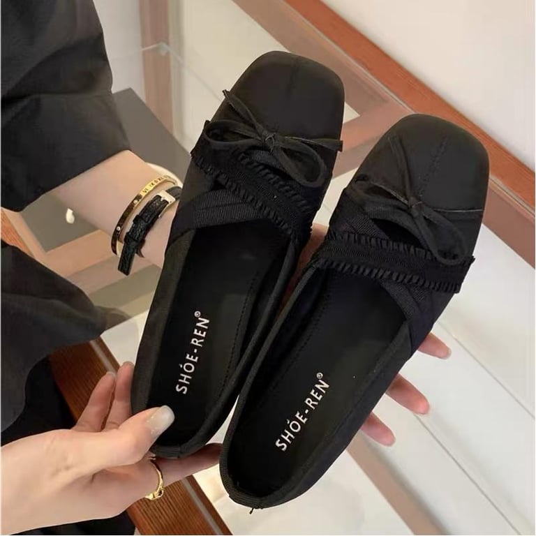 Women Vintage Ruffle Ballet Flats with Cross Band Bow | Comfort Daily Wear