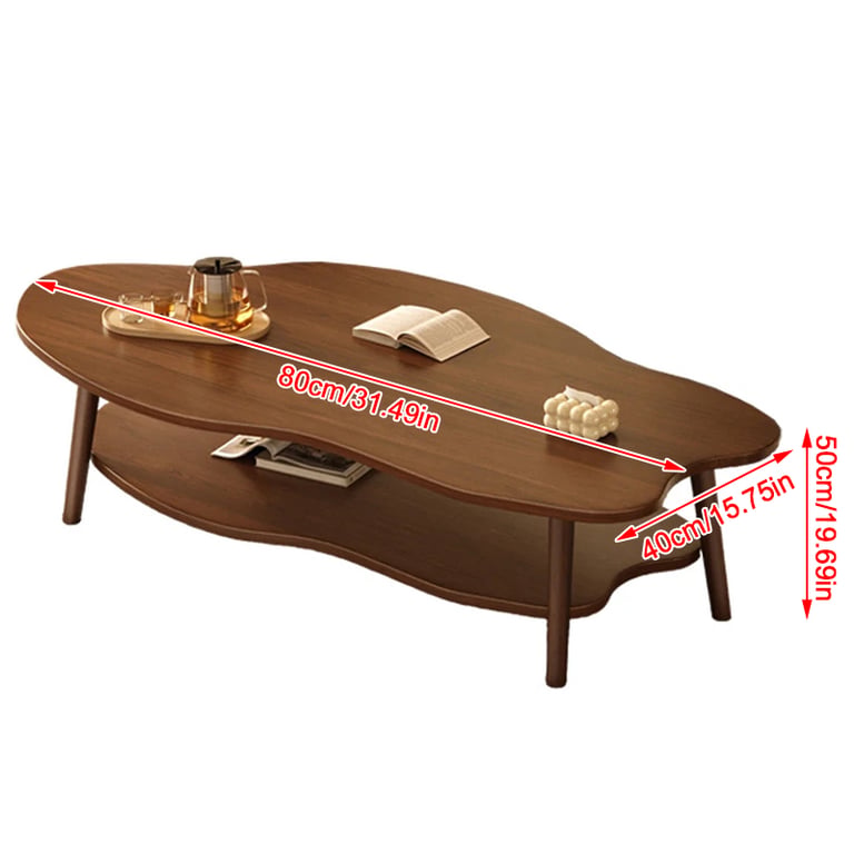 Cloud Coffee Table with Storage Shelf | Modern 2-Layer Design thumbnail 8