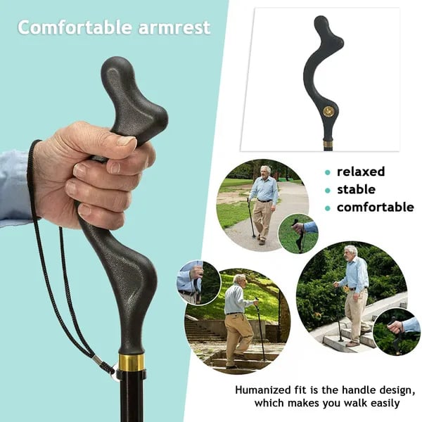 Adjustable Height Walking Stick | Ergonomic Hiking Cane thumbnail 2