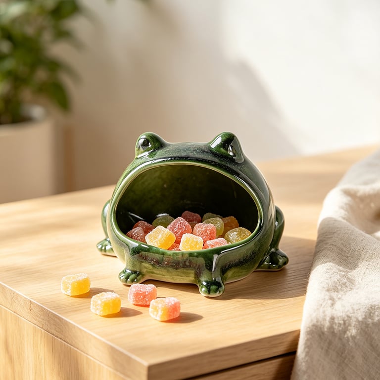Kitchen Home Table Decorative Ornaments Seasoning Jar | Green Ceramic Frog thumbnail 4