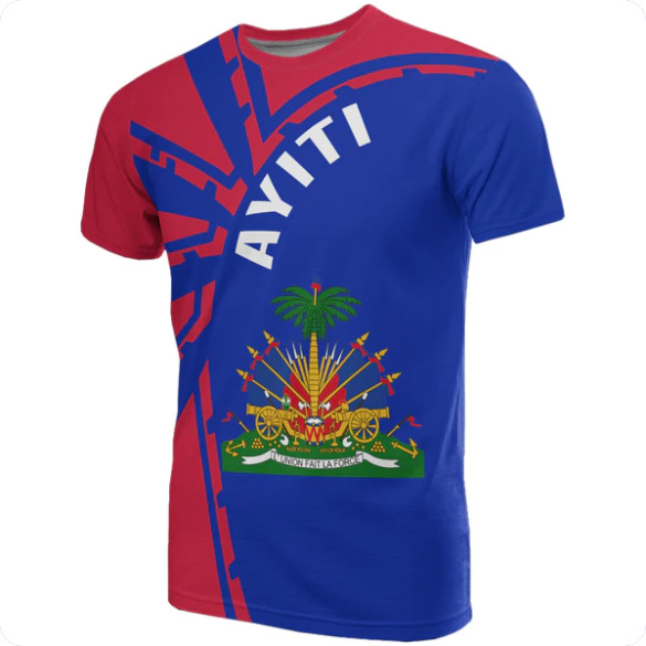 3D Sea Map Pattern T-Shirt For Men And Women | Haiti Flag Tee thumbnail 9