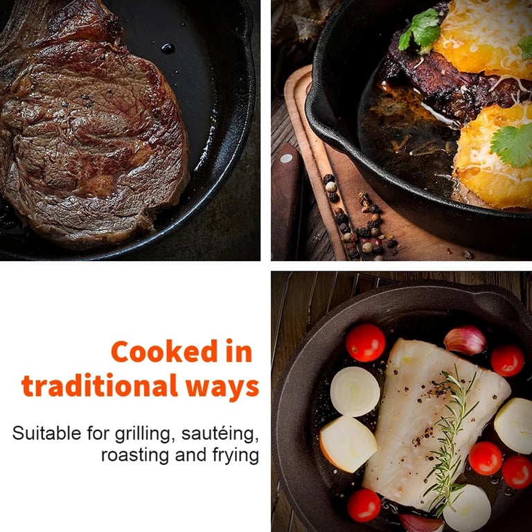 3-Piece Cast Iron Skillet Set | Pre-Seasoned Non-Stick Frying Pans thumbnail 19