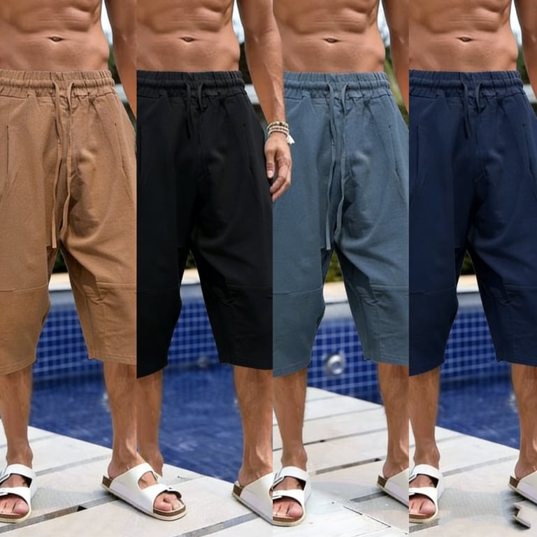 Summer Linen Capri Pants Men's Ice Silk thumbnail 20